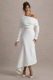 Lou White One-Shoulder Asymmetric Maxi Dress