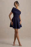 Agnes Navy One-Shoulder Mini Dress