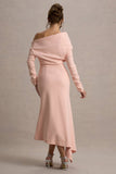 Lou Pink One-Shoulder Asymmetric Maxi Dress