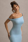Lita Powder Blue Twisted Asymmetric Maxi Dress