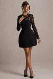 Birdie Black Lace Long-Sleeve Mini Dress
