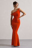 Lita Orange Twisted Asymmetric Maxi Dress