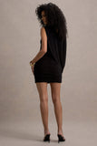 Fortuna Black Ruched Mini Dress With One-Sleeve