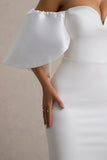 Dalani White Corset Maxi Dress With Satin Puff Sleeves