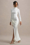 Victoria White Long-Sleeve Maxi Dress With Wrap Skirt