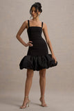 Jacque Black Drop-Waist Midi Dress With Volume Hem