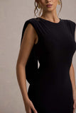 To The Moon Black Cowl-Back Maxi Dress