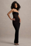 Gaia Black High-Neck Cut-Out Maxi Dress