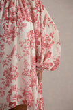 Delphia Pink Porcelain Print High-Neck Maxi Dress With High-Low Hem