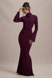Anderson Burgundy High-Neck Cut-Out Maxi Dress