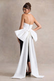 Blanca Black & White Halter-Neck Cut-Out Midi Dress With Oversized Bow
