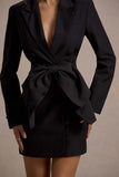 Prized Black Tailored Blazer Mini Dress With Bow