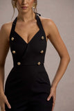 Banks Black Tailored Halter-Neck Straight-Leg Jumpsuit