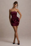 Tanisha Port Satin Bandeau Mini Dress With Bow