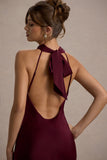 Amelita Port Satin Cowl-Neck Maxi Dress