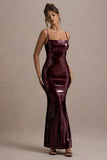 Crystalline Berry Sequin Strappy Maxi Dress