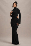 Anderson Black High-Neck Cut-Out Maxi Dress
