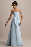 Maddalena Powder Blue Bandeau Skater Maxi Dress