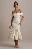 Posie Stone Bardot Midi Dress With Puffball Hem