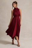 Kerri Berry Satin Cowl-Neck Maxi Dress