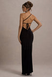 Dressing Up Black One Shoulder Maxi Dress With Open Back Detail