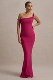 Lita Hot Pink Twisted Asymmetric Maxi Dress