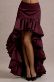 Ruby Merlot Satin High-Low Maxi Skirt