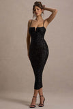 Dazzle Me Black Sequin Strappy Bodycon Maxi Dress