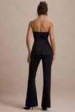 Kehlani Black High Waist Wide Leg Trousers
