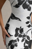 Lita Monochrome Floral Print Twisted Asymmetric Maxi Dress