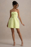 Anniston Lemon Bandeau Tailored Button Mini Dress