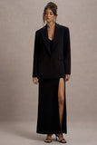 Urban Black Plunge-Neck Boxy Oversized Blazer