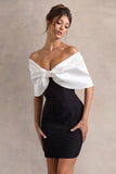 Dewdrop Black & White Mini Dress With Oversized Bow