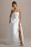Universe White Bandeau Split Puff-Skirt Maxi Dress