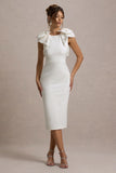 Aubrie Ecru Midi Dress With Bow Details