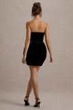 Bryanna Black Velvet Sweetheart Mini Dress With Tulip Skirt