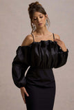 Cyrene Black Ruffled Maxi Dress