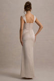 Admire Champagne Satin Corset Wrap Maxi Dress