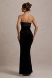 Ambrosi Black Velvet Bandeau Maxi Dress