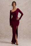 Cosmos Port Asymmetric Long-Sleeve Split Maxi Dress