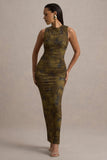 Jacinda Yellow Floral Print Bodycon Maxi Dress