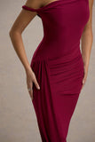 Angelique Burgundy Twisted Asymmetric Maxi Dress