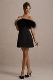 Palace Black Bardot Mini Dress With Feather Trim