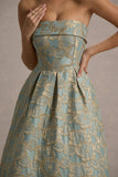 Zuma Light Blue Jacquard Strapless Midi Dress
