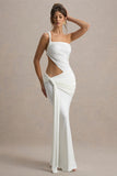 Giovanna White Asymmetric Maxi Dress With Wrap Skirt