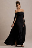 Genovia Black Bardot Cape Maxi Dress
