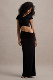 Pia Black Short-Sleeve Maxi Dress With Cut-Out