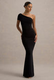 Alethea Black Asymmetric Bardot Maxi Dress