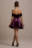 Dede Port Velvet Bow Bardot Skater Mini Dress