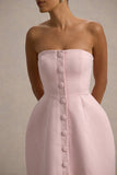 Anniston Pink Bandeau Tailored Button Mini Dress